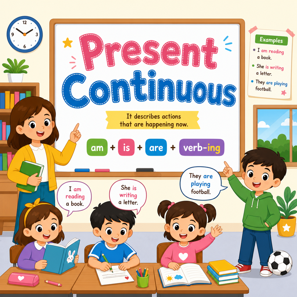 Present Continuous (e.g. He is playing) Part 1