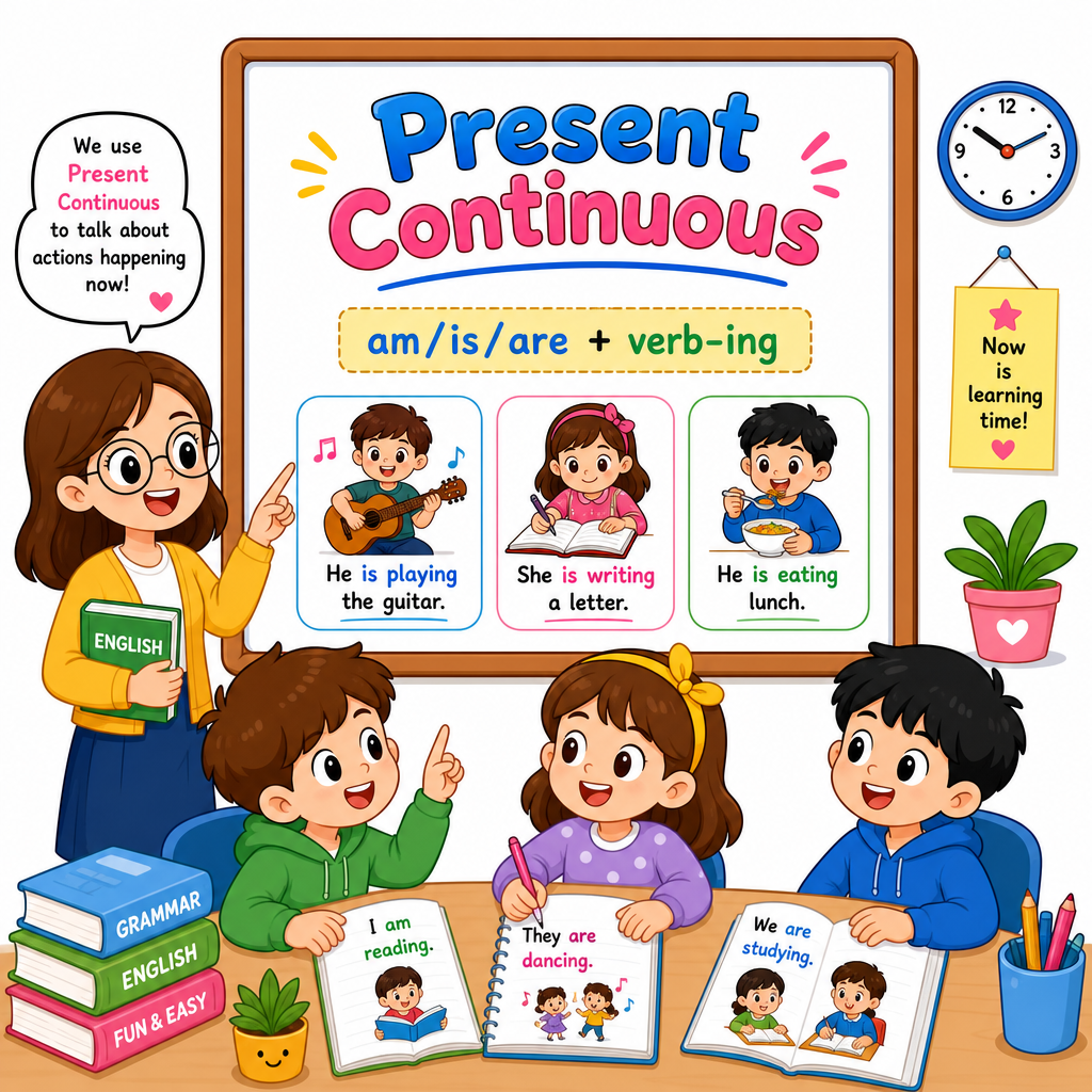 Present Continuous (e.g. He is playing) Part 2