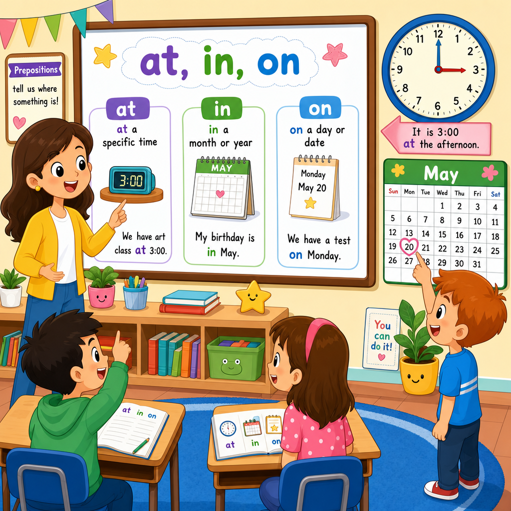 Prepositions of Time - at, in, on Part 3